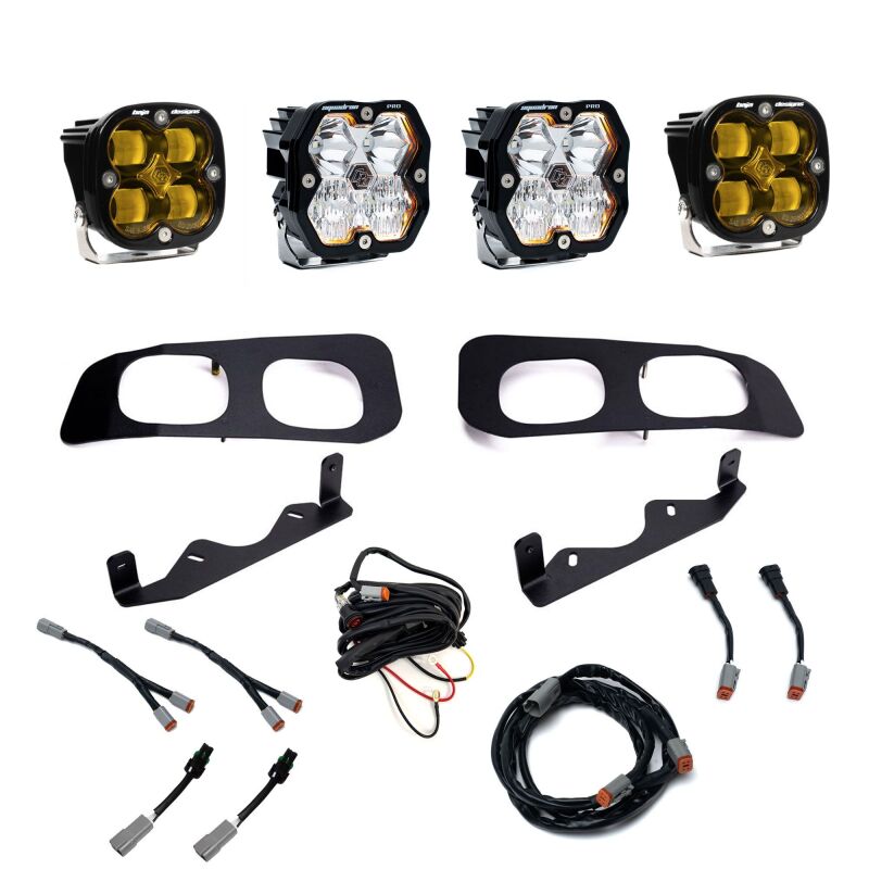 Ford Super Duty Fog Light Pocket Kit - Baja Designs - Squadron Pro/SAE 2.0 - Baja Amber - `23-`25